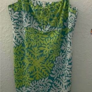 Manuhealii Green White Printed Mini Dress